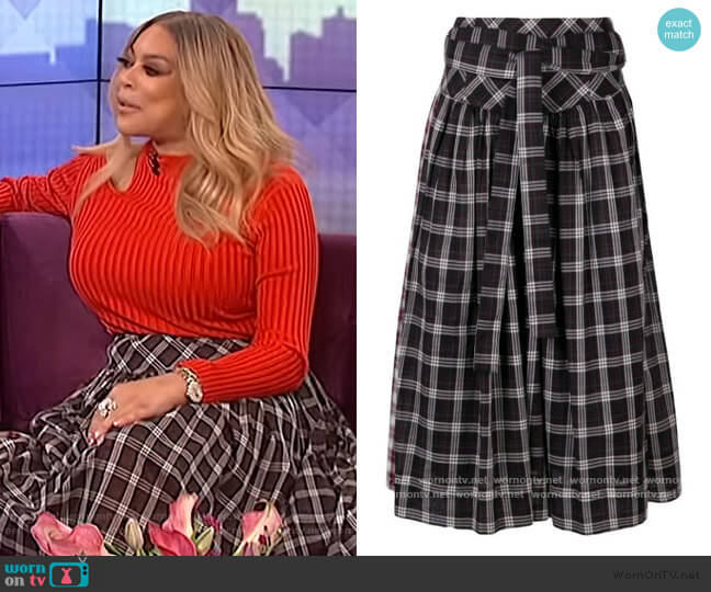 Plaid Belt Skirt by Marc Jacobs worn by Wendy Williams on The Wendy Williams Show