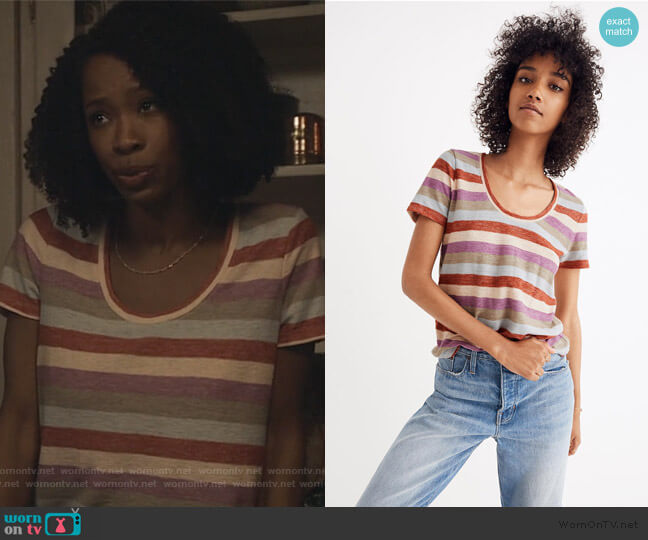 Alto Scoop Tee in Granda Stripe by Madewell worn by Grace James (Karimah Westbrook) on All American