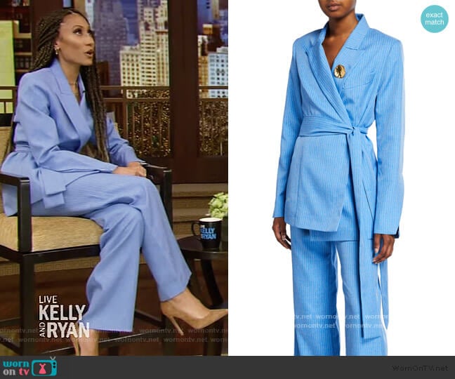 Just Getting Started belted Blazer and Pants by Maggie Marilyn worn by Elaine Welteroth on Live with Kelly and Ryan