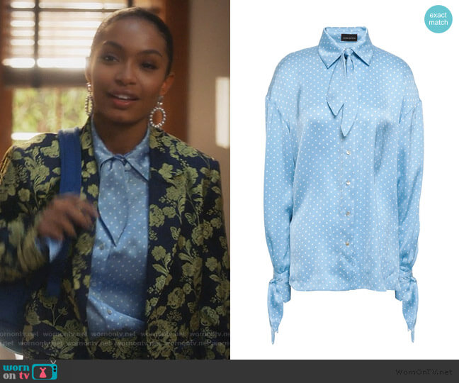 WornOnTV: Zoey’s floral blazer and blue polka dot blouse on Grown-ish ...