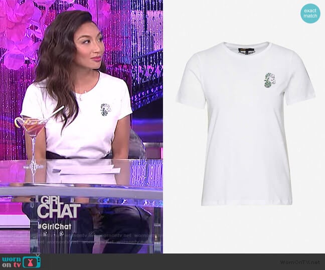 Capricorn-embellished cotton-jersey T-shirt by Maje worn by Jeannie Mai on The Real