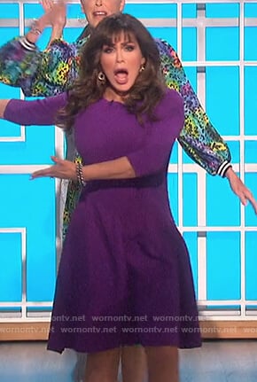 Marie’s purple textured flare dress on The Talk