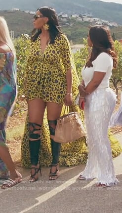 Marlo Hampton's yellow leopard print maxi dress on The Real Housewives of Atlanta