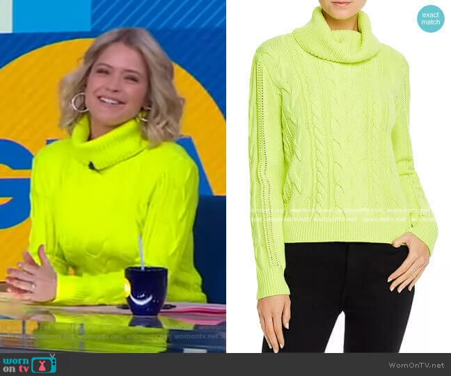 Mayme Cable-Knit Cowl-Neck Sweater by Alice + Olivia worn by Sara Haines on Good Morning America