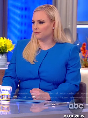 Meghan’s blue pleated jacket and skirt on The View