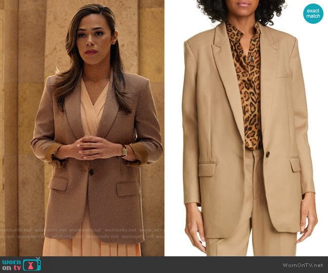 Nili Lotan Diane Stretch Wool Blazer worn by Emily Lopez (Jessica Camacho) on All Rise