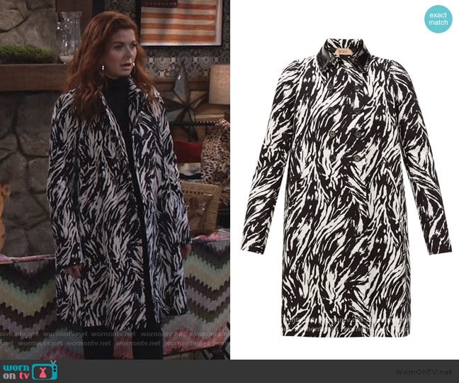 Animal Print Peacoat by Nº21 worn by Grace Adler (Debra Messing) on Will and Grace