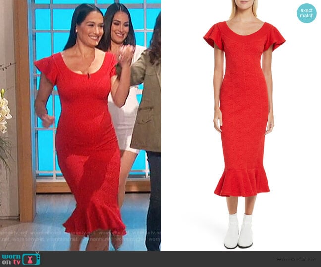 WornOnTV: Nikki Bella’s red knitted scoop neck dress on The Talk ...