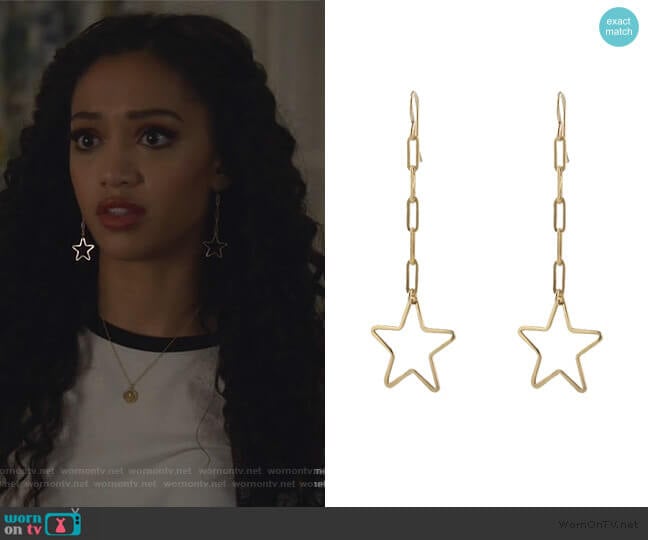 Shooting Star Earrings by Peggy Li worn by Olivia Baker (Samantha Logan) on All American