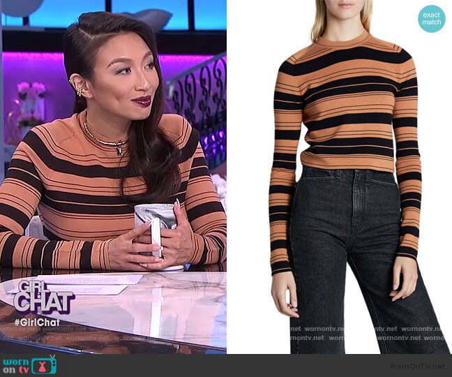 Compact Stripe Cropped Pullover by Proenza Schouler worn by Jeannie Mai on The Real