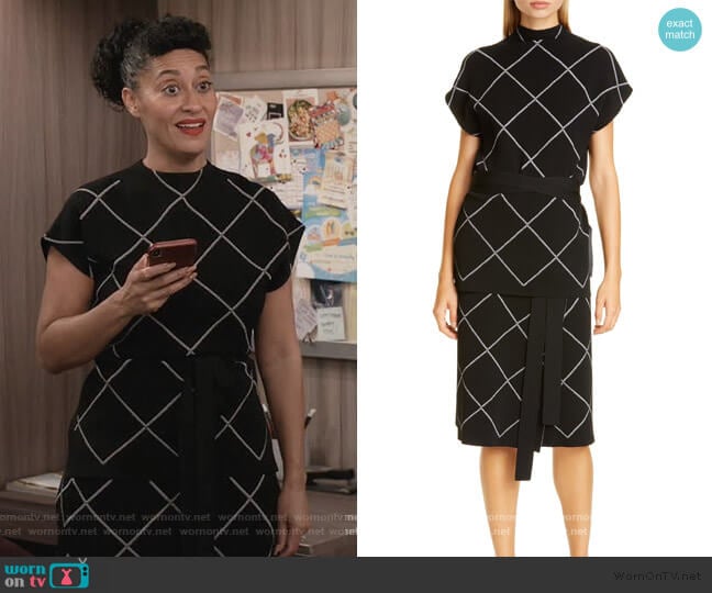 WornOnTV Rainbow s black windowpane top and skirt on Black ish