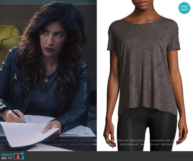 Nicola Distressed Leopard Print Tee by RtA worn by Rosa Diaz (Stephanie Beatriz) on Brooklyn Nine-Nine