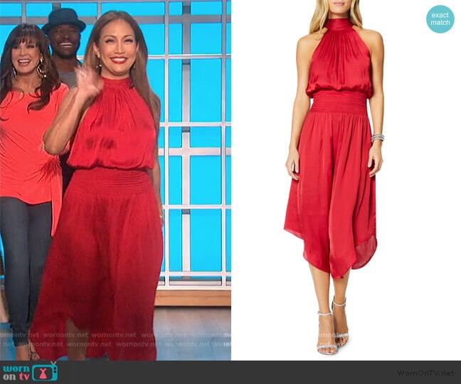 Bella Blouson Halter Dress by Ramy Brook worn by Carrie Inaba on The Talk