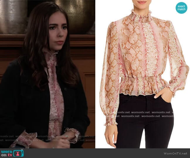 Ruffled Mockneck Top by Lucy Paris worn by Molly Lansing-Davis (Haley Pullos) on General Hospital