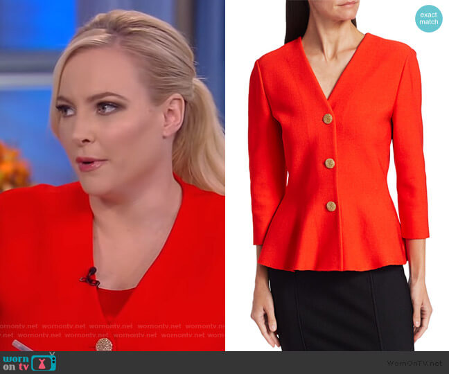 Sculptural Milano Knit V-Neck Peplum Jacket by St. John worn by Meghan McCain on The View