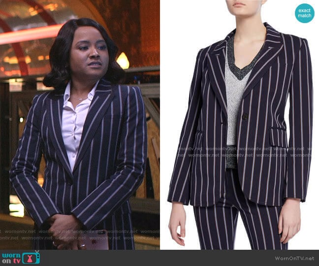 Striped Stretch Blazer by Derek Lam 10 Crosby worn by Rhyon Nicole Brown on Empire