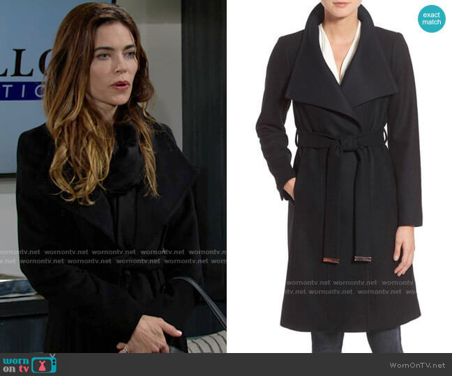 WornOnTV: Victoria’s black wrap coat on The Young and the Restless ...