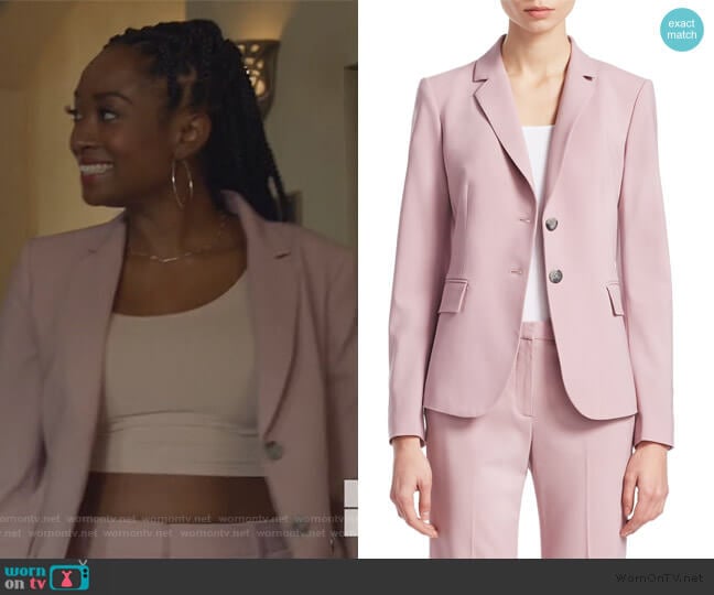 Carissa Wool Blazer in Dusty Lilac by Theory worn by Rochelle Mosley (Kayla Smith) on All American