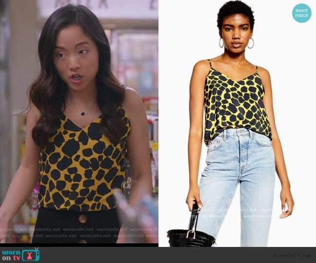 Giraffe Cami by Topshop worn by Janet (Andrea Bang) on Kims Convenience