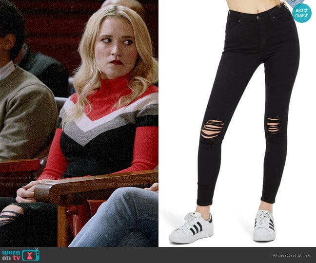 Topshop Jamie High Waist Ripped Black Jeans worn by Roxy Doyle (Emily Osment) on Almost Family