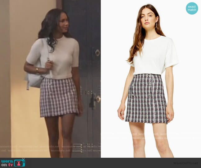 Pink Boucle Mini Skirt by Topshop worn by Layla Keating (Greta Onieogou) on All American