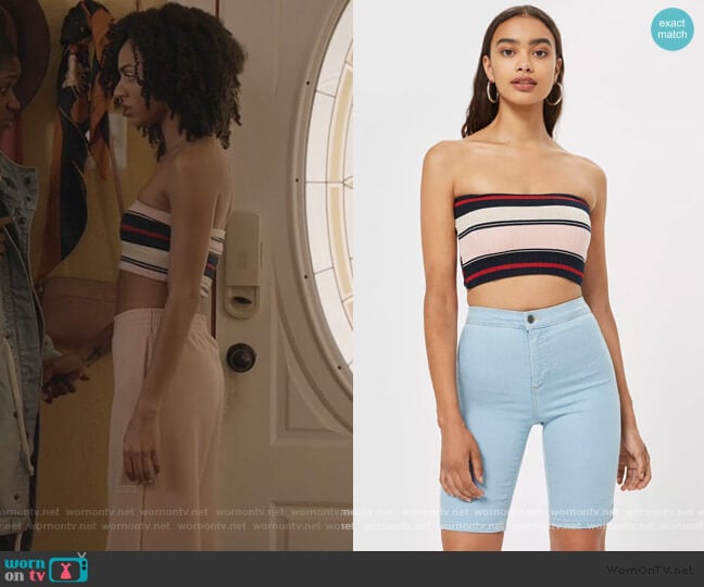 Rib Stripe Bandeau Top by Topshop worn by Patience (Chelsea Tavares) on All American