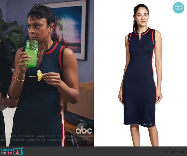 Sleeveless Track Dress by Tory Sport worn by Angela (Carly Hughes
) on American Housewife