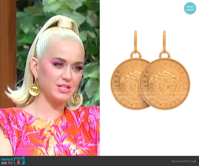 Medusa Pendant Earrings by Versace worn by Katy Perry on American Idol