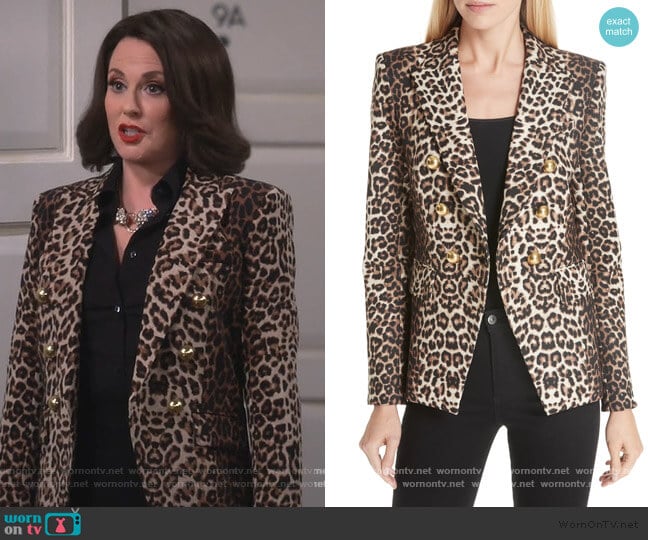 Karen’s leopard print double breasted blazer on Will and Grace