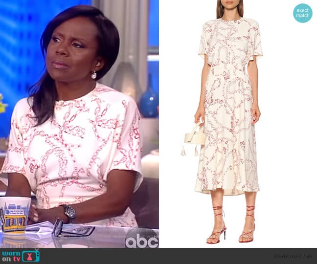 Printed cady midi dress by Victoria Beckham worn by Deborah Roberts on The View