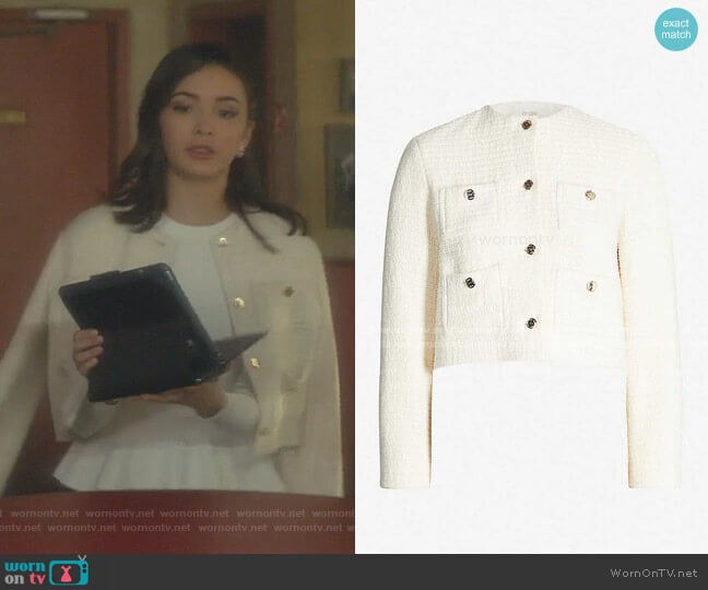 Violi Tweed JAcket by Maje worn by Bess (Maddison Jaizani) on Nancy Drew