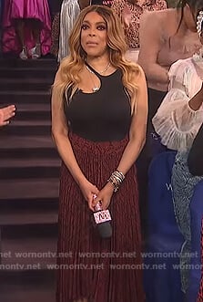 Wendy’s black cutout bodysuit and snakeskin skirt on The Wendy Williams Show