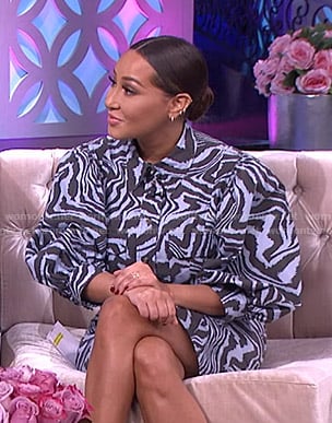 Adrienne’s blue zebra print puff sleeve shirtdress on The Real