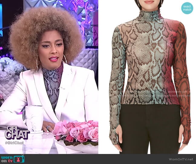 Zadie Semi Sheer Turtleneck by AFRM worn by Amanda Seales on The Real