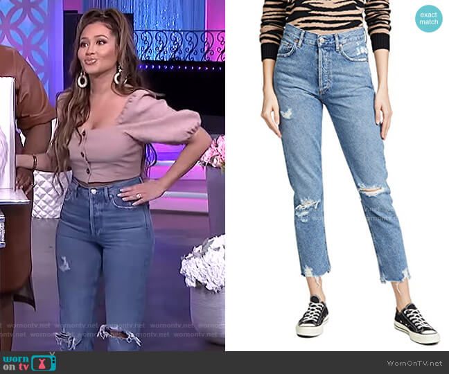 Jamie Hi Rise Classic Jeans by Agolde worn by Adrienne Houghton  on The Real