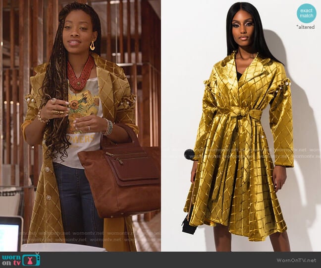 WornOnTV: Yana’s gold check velvet coat on Empire | Kiandra Richardson ...