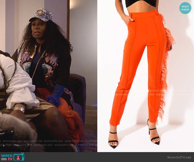 High Waisted Feather Trim Trousers by Akira Label worn by Porsha Taylor (Ta'Rhonda Jones) on Empire