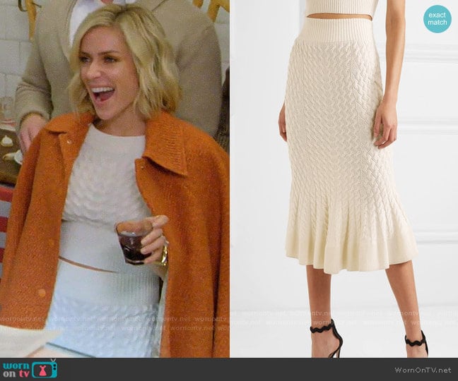 Alexander McQueen Cable-knit linen-blend midi skirt worn by Kristin Cavallari  on Very Cavallari