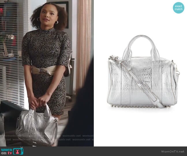 Rocco Stud-Bottom Satchel Bag by Alexander Wang worn by Vanessa (Jade Payton) on Dynasty