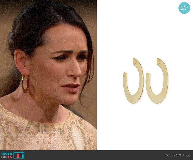 Alexis Bittar Enlarged Liquid Metal Orbit Hoop Earrings worn by Quinn Fuller (Rena Sofer) on The Bold and the Beautiful