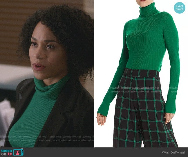 Roberta Rib-Knit Wool Turtleneck Sweater by Alice + Olivia worn by Maggie Pierce (Kelly McCreary) on Greys Anatomy