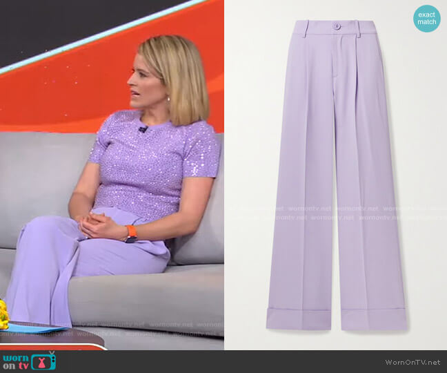 WornOnTV: Sara’s lilac embellished top and pants on GMA Strahan Sara ...