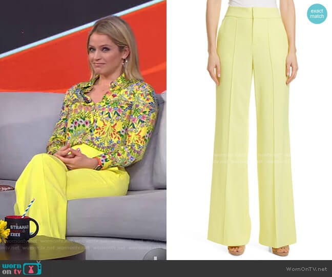 Dylan High Waist Wide Leg Pants by Alice + Olivia worn by Sara Haines on Good Morning America