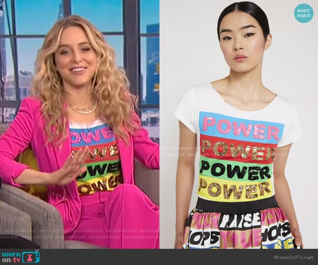 Mikey Tee by Alice + Olivia worn by Jenny Mollen on E! News