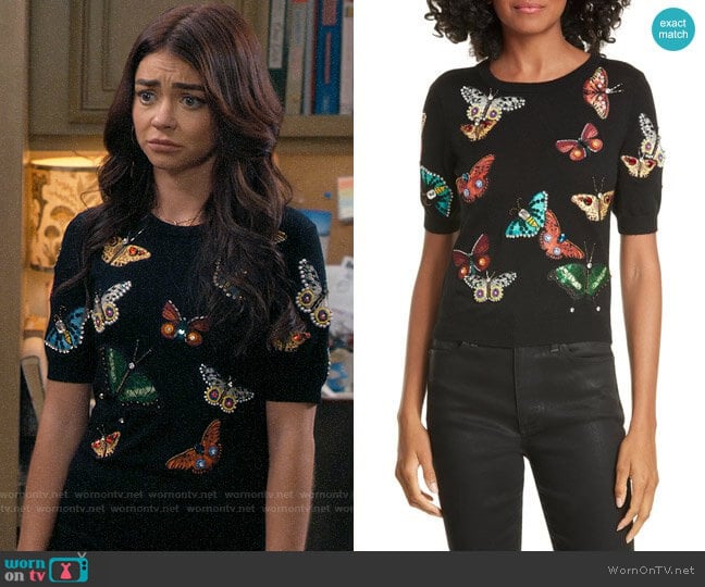 Alice + Olivia Ciara Butterfly Sweater worn by Haley Dunphy (Sarah Hyland) on Modern Family