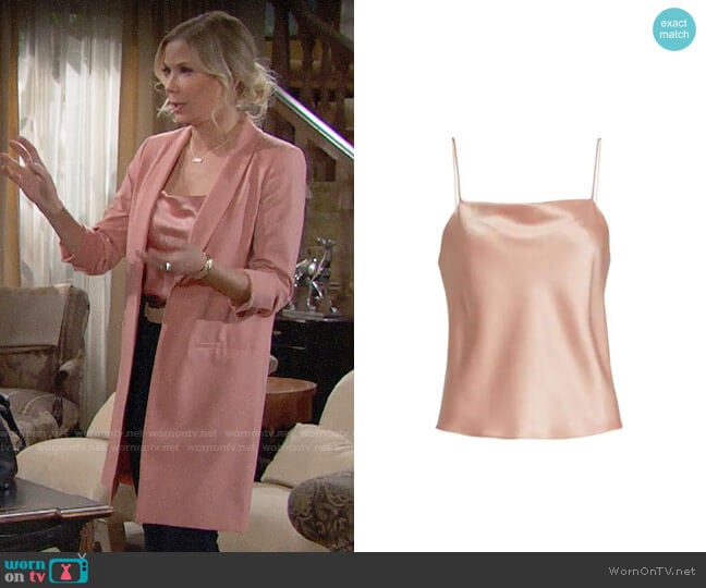 Alice + Olivia Harmon Top in Rose Tan worn by Brooke Logan (Katherine Kelly Lang) on The Bold and the Beautiful