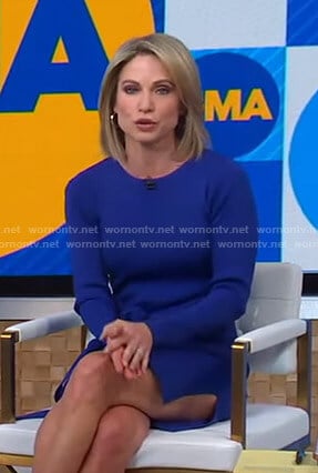 Amy’s blue side slit knit dress on Good Morning America