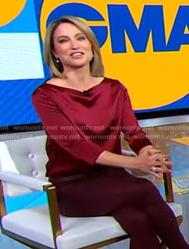 Amy’s red satin top on Good Morning America