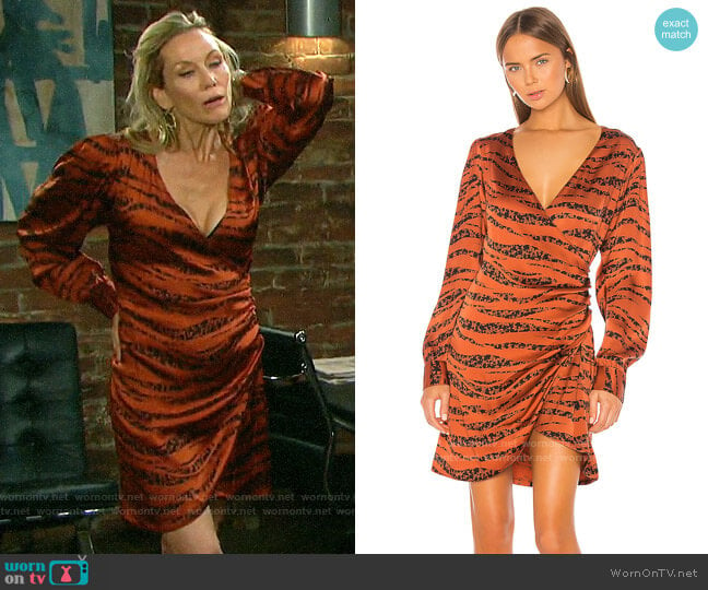 WornOnTV Kristen s orange tiger print dress on Days of our Lives