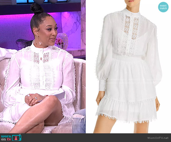 Crochet Trim Long-Sleeve Dress by Aqua worn by Tamera Mowry on The Real